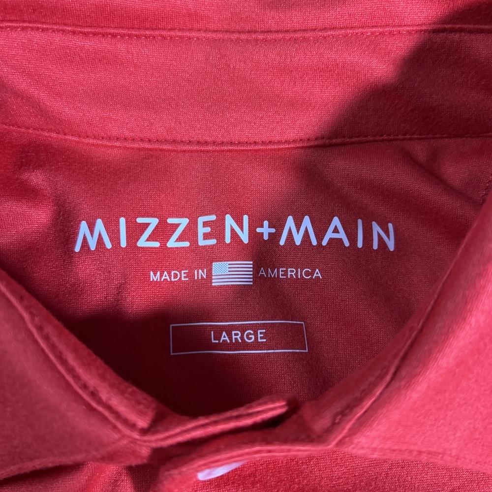 Mizzen + Main Men's L Performance Golf‎ Polo Red Short Sleeve Made In USA - Picture 3 of 5